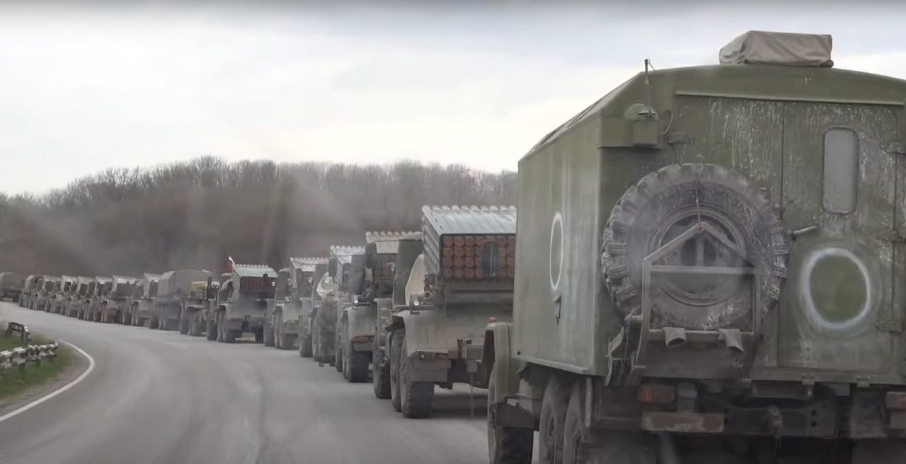 Russian military column in the Kharkiv region