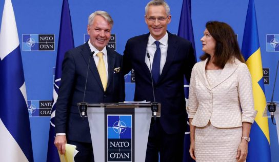 Finnish, Swedish top diplomats, NATO envoys sign accession protocols